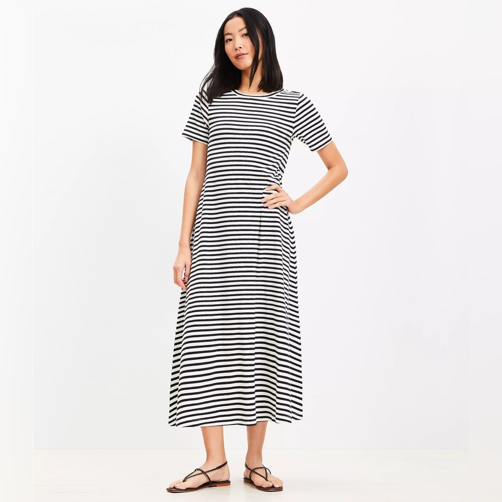 Loft striped maxi tee dress, petite medium